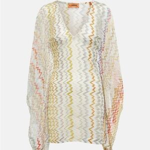 Missoni Metallic Zigzag Beach Kaftan Mini Cover Up S